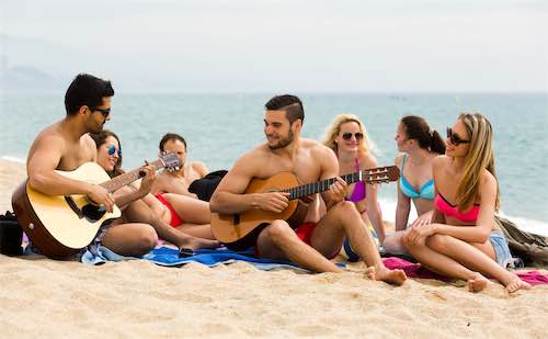 a combined bach party at the beach